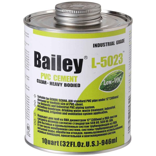 Klej do rur PVC Bailey L-5023 946 ml (do rur PVC o dużej średnicy), przezroczysty