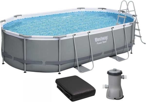 Basen stelażowy Bestway 56448 Power Steel (488х305х107 cm) z filtrem wkładowym, drabinką i pokrywą