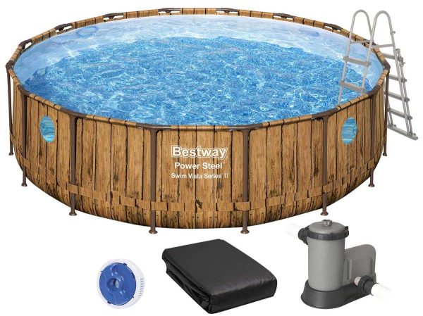 Basen stelażowy Bestway Drzewo 56725 (488х122 cm) z filtrem wkładowym, drabinką i pokrywą