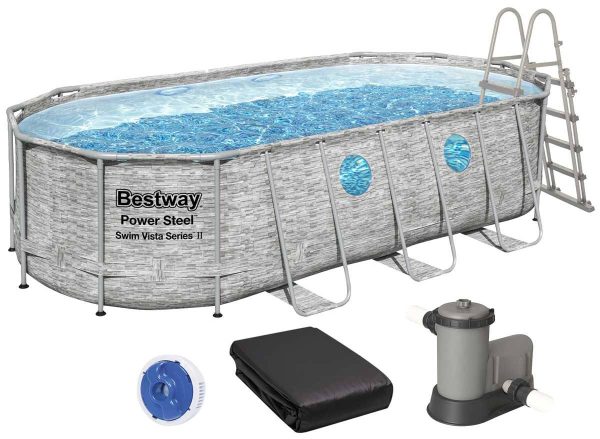 Basen stelażowy Bestway Rattan 56716 (549х274х122 cm) z filtrem wkładowym, drabinką i pokrywą