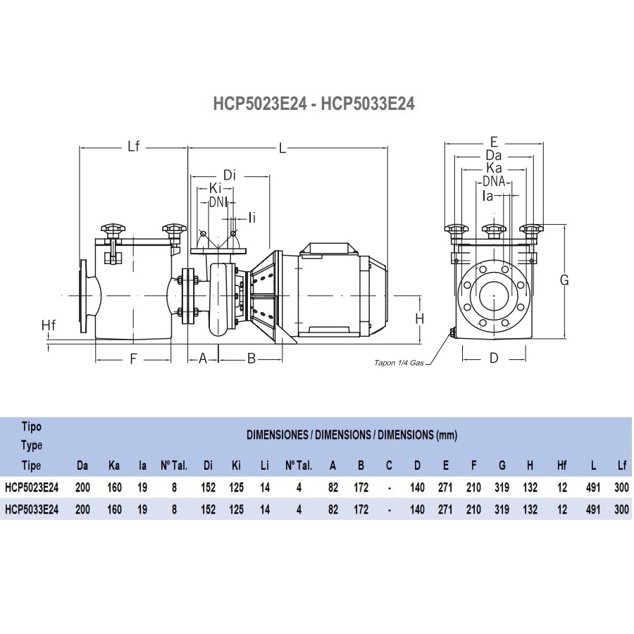 Pompa do basenu Hayward HCP5033E24 (380V, 27 m3/h, 3 KM) - obrazek 2