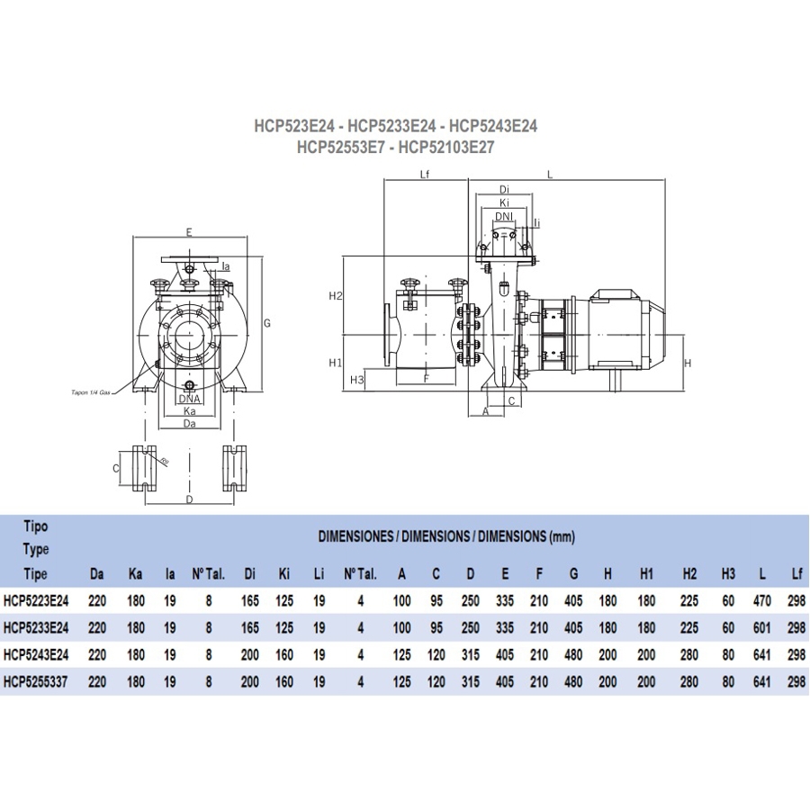 Pompa do basenu Hayward HCP5233E24 (380V, 28 m3/h, 3 KM) - obrazek 2