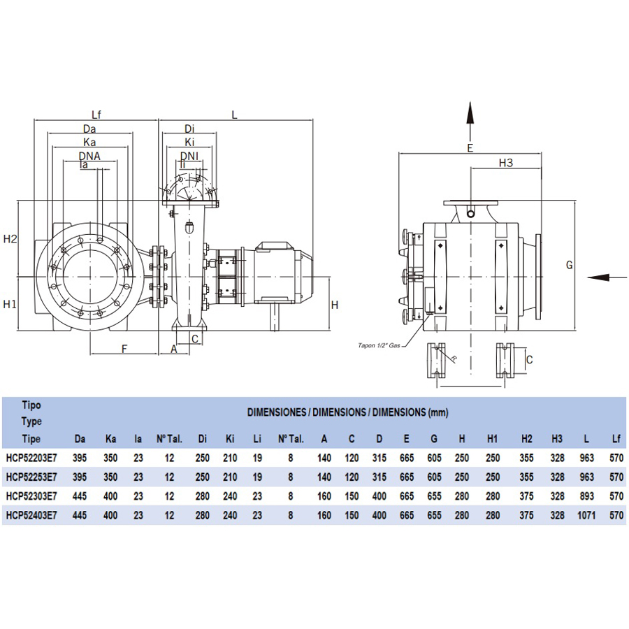 Pompa do basenu Hayward HCP52303E7 (380V, 403 m3/h, 30 KM) - obrazek 2