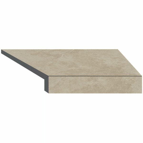 Narożny element typu L płytki basenowej brzegowej Aquaviva Dusk Cream, 600x345x50 (20) mm (prawy/45°)