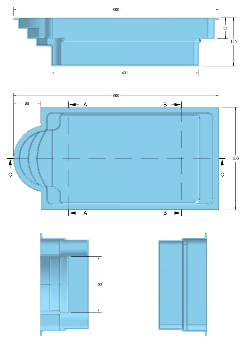Basen poliestrowy Power Group FOGO (600x300x140 cm) - obrazek 2