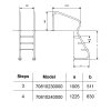 Drabinka do basenu Hayward EAF3 Easy access (3 stopnie), do szerokiego brzegu, AISI-316 - obrazek 2