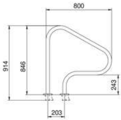 Poręcz basenowa Flexinox 87164018 do schodów rzymskich FX-04 (800 mm, kotwa, AISI-316L) - obrazek 2