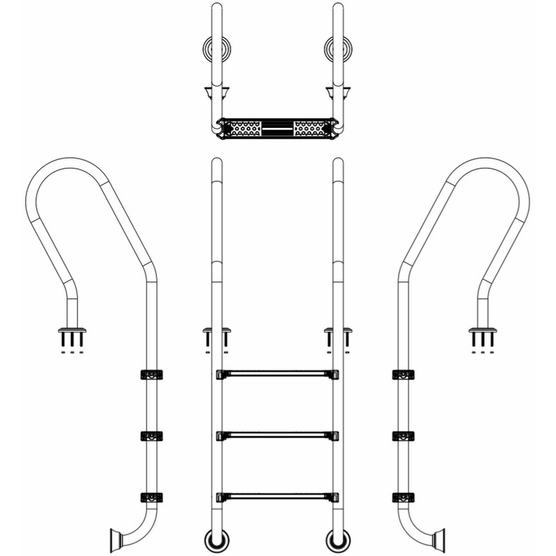 Drabinka do basenu Emaux Mixta SFF315-SR (3 stopnie), AISI-304 - obrazek 3
