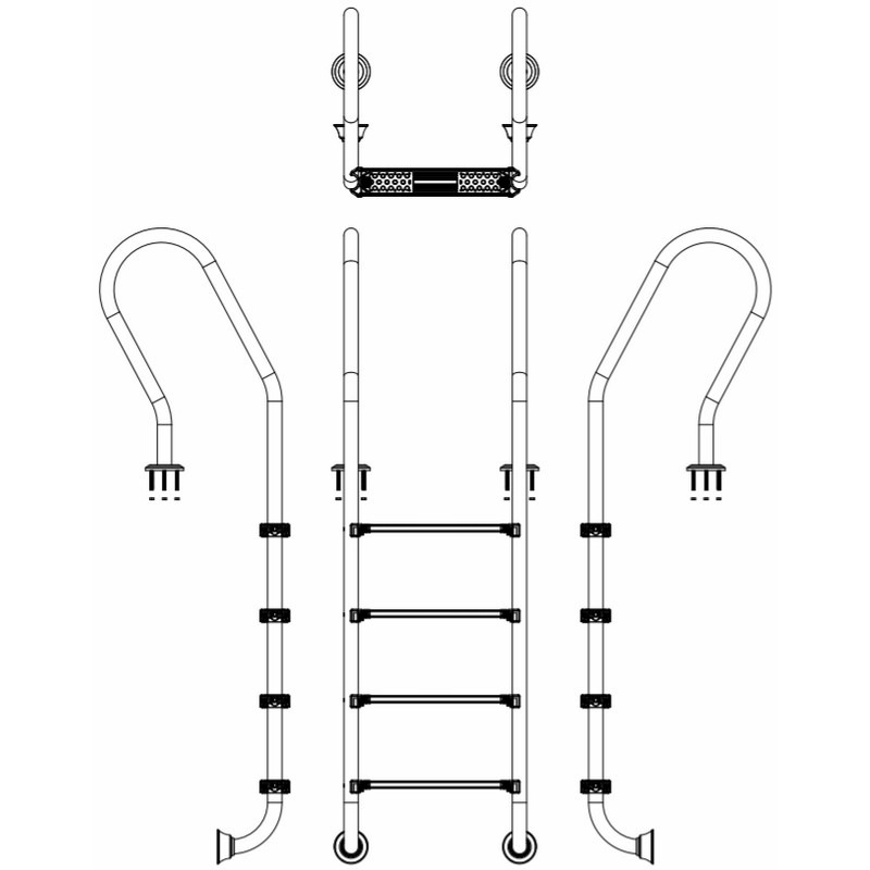 Drabinka do basenu Emaux Mixta SFF415-SR (4 stopnie), AISI-304 - obrazek 3