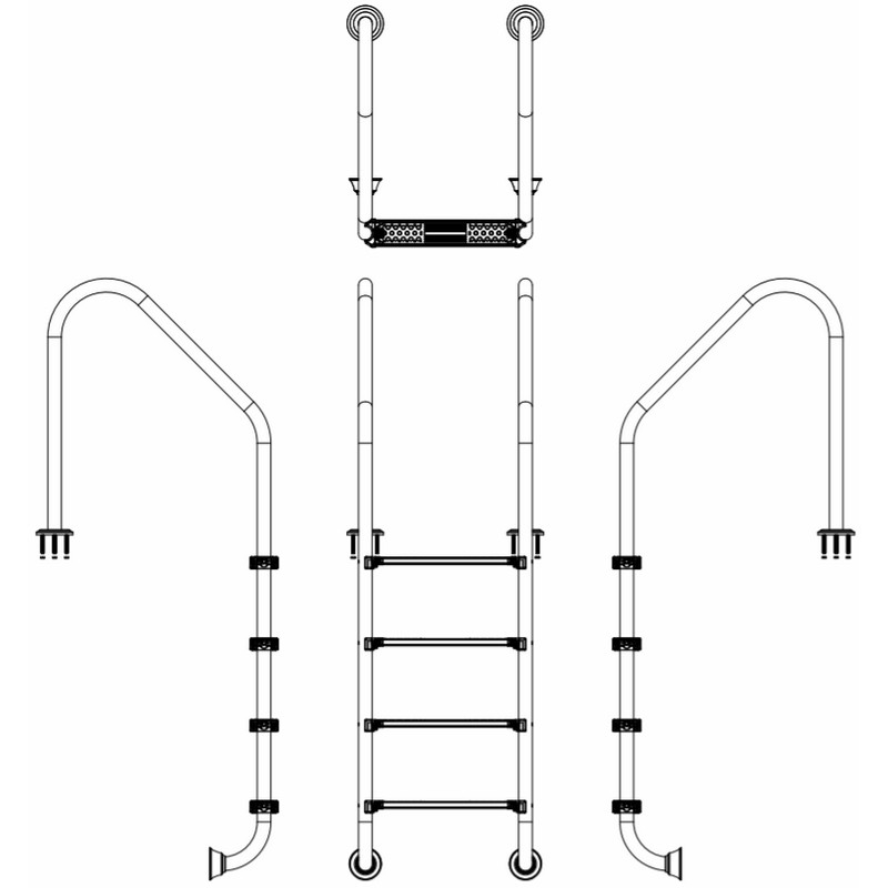 Drabinka do basenu Emaux Standard SLF415-SR (4 stopnie), AISI-304 - obrazek 3