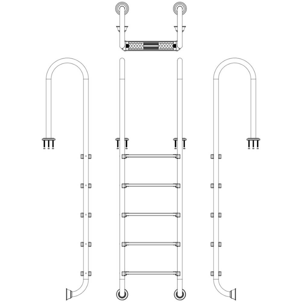 Drabinka do basenu Emaux Muro MUF515-SR (5 stopni), AISI-304 - obrazek 2
