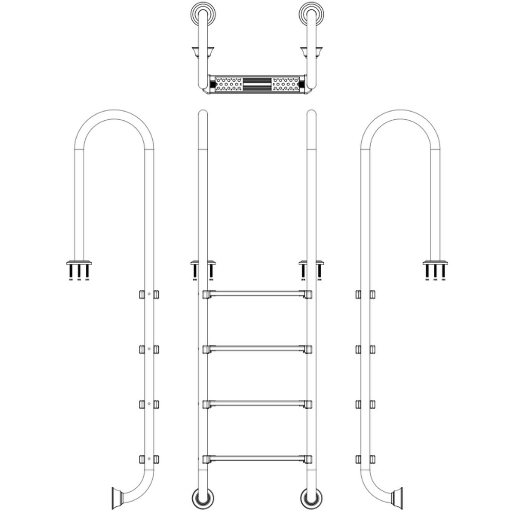 Drabinka do basenu Emaux Muro MUF415-SR (4 stopnie), AISI-304 - obrazek 3