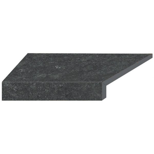 Narożny element typu L płytki basenowej brzegowej Aquaviva Stellar Dark Grey, 600x345x50 (20) mm (lewy/45°)