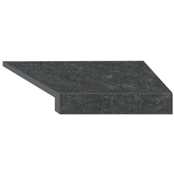 Narożny element typu L płytki basenowej brzegowej Aquaviva Stellar Dark Grey, 600x345x50 (20) mm (prawy/45°)
