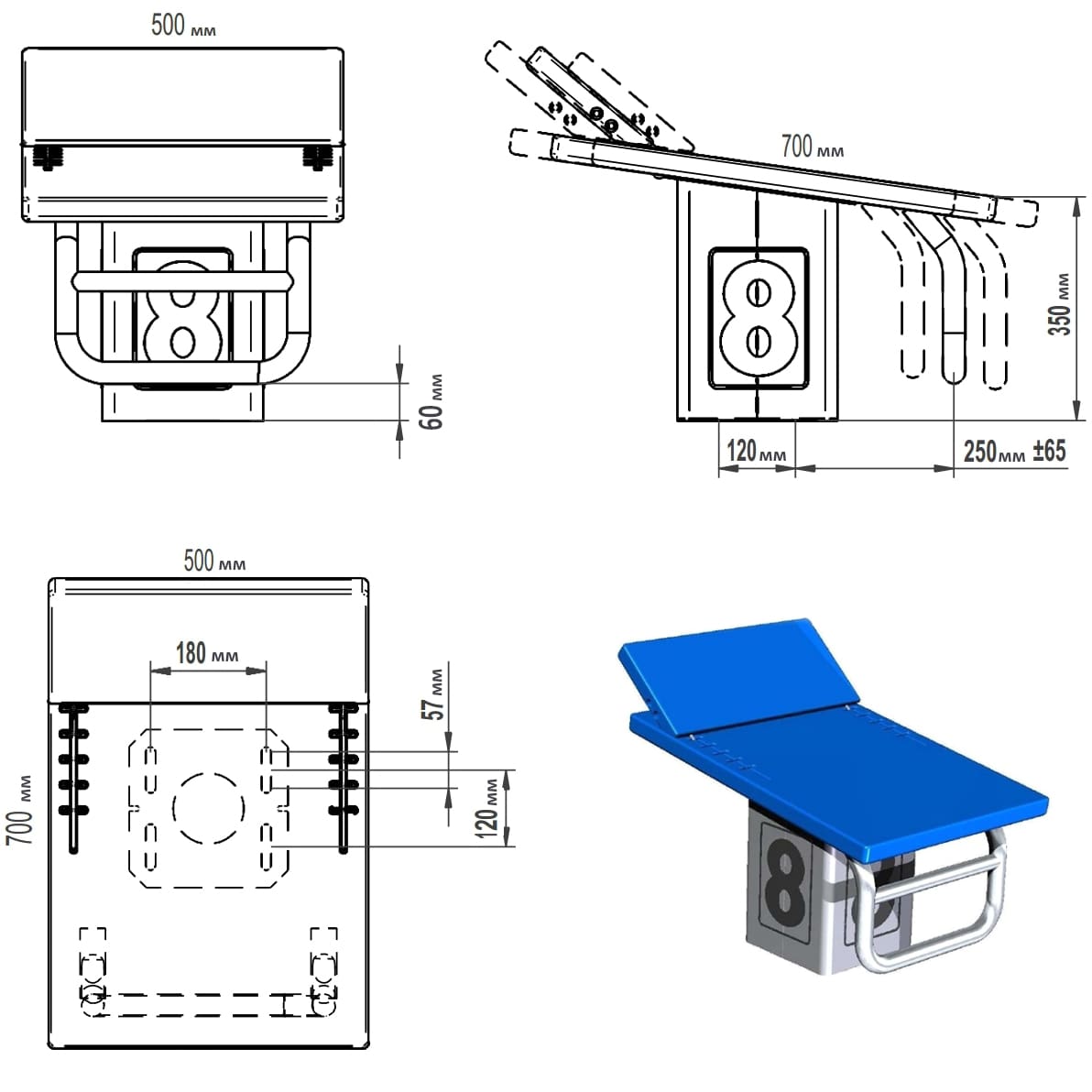 Słupek startowy Hayward FINA AISI-316, siedmiopozycyjny - obrazek 2